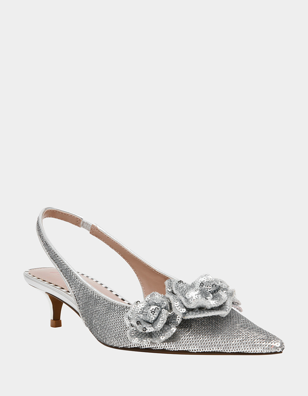 Betsey Johnson AURORRA SILVER Sequins Kitten Heel