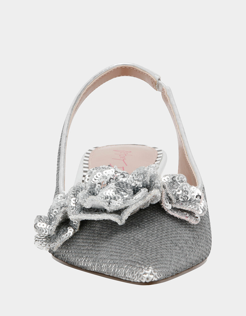 Betsey Johnson AURORRA SILVER Sequins Kitten Heel