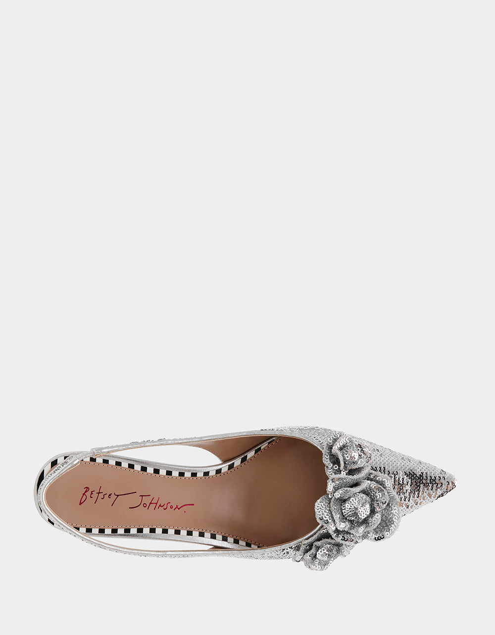 Betsey Johnson AURORRA SILVER Sequins Kitten Heel