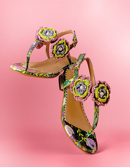 Betsey Johnson CINDII BRIGHT MULTI T-Strap Flat Thong Sandal