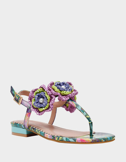 Betsey Johnson CINDII BRIGHT MULTI T-Strap Flat Thong Sandal