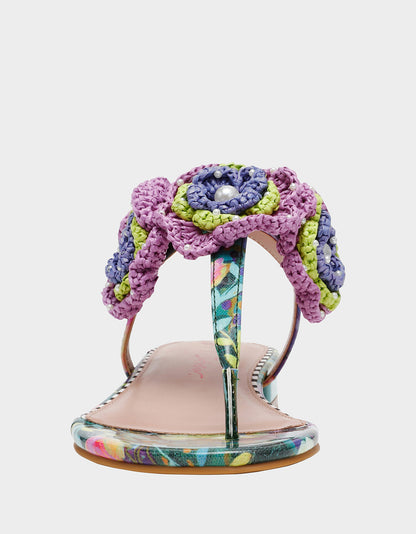 Betsey Johnson CINDII BRIGHT MULTI T-Strap Flat Thong Sandal