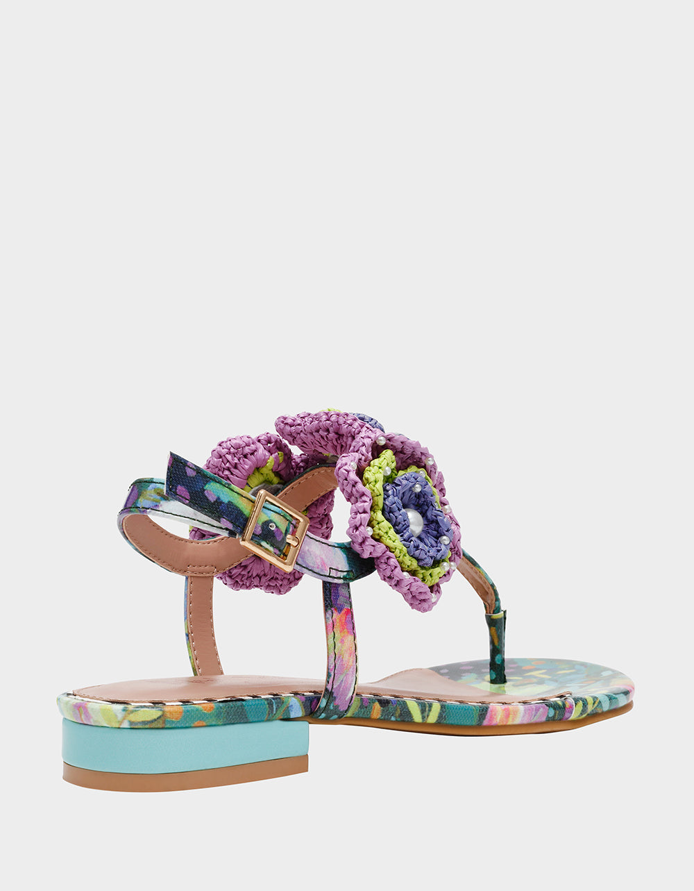 Betsey Johnson CINDII BRIGHT MULTI T-Strap Flat Thong Sandal