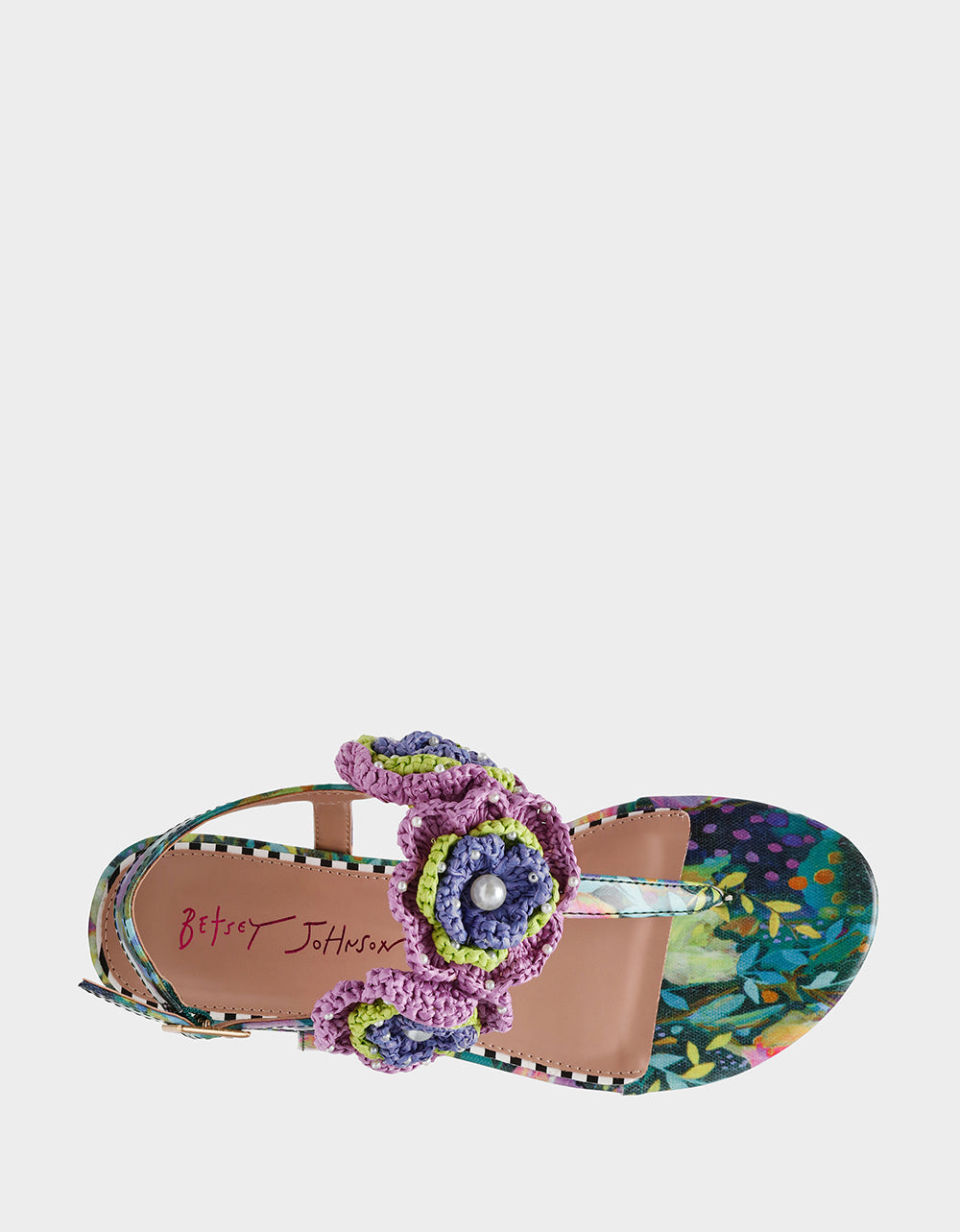 Betsey Johnson CINDII BRIGHT MULTI T-Strap Flat Thong Sandal