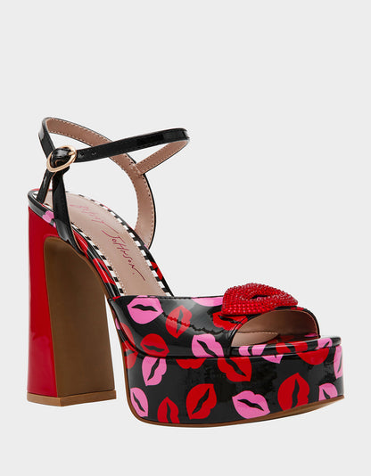 Betsey Johnson ALLYSON MULTI LIPS Women's Platform Sandal Heels