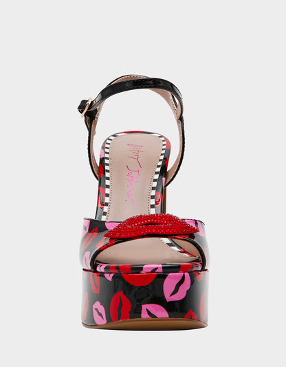 Betsey Johnson ALLYSON MULTI LIPS Women's Platform Sandal Heels