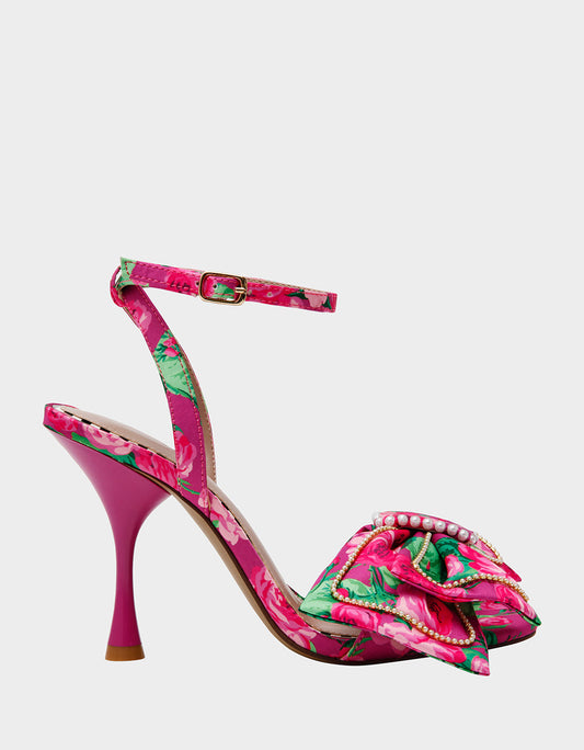 Betsey Johnson DENLY FUCHSIA FLORAL Square-Toe Strappy Heel