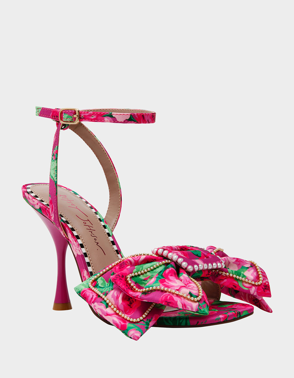 Betsey Johnson DENLY FUCHSIA FLORAL Square-Toe Strappy Heel