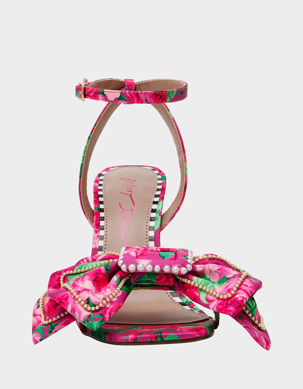 Betsey Johnson DENLY FUCHSIA FLORAL Square-Toe Strappy Heel