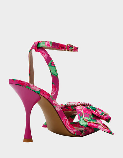 Betsey Johnson DENLY FUCHSIA FLORAL Square-Toe Strappy Heel