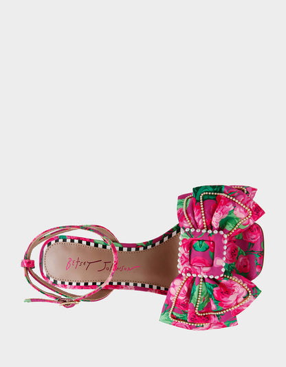 Betsey Johnson DENLY FUCHSIA FLORAL Square-Toe Strappy Heel
