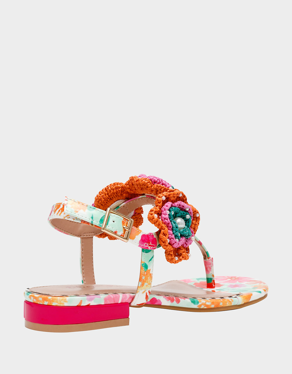 Betsey Johnson CINDII WHITE MULTI T-Strap Flat Thong Sandal
