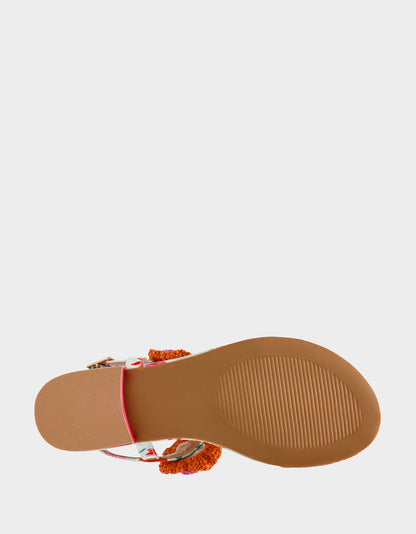 Betsey Johnson CINDII WHITE MULTI T-Strap Flat Thong Sandal