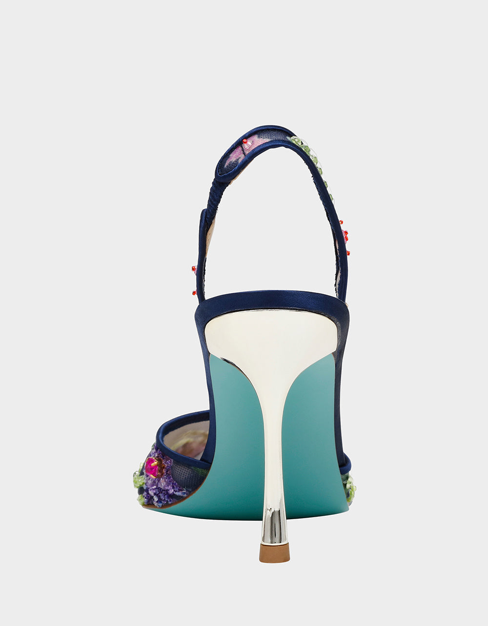 Betsey Johnson VELMA NAVY MULTI Pointed-Toe Stiletto Pump Mesh Heel