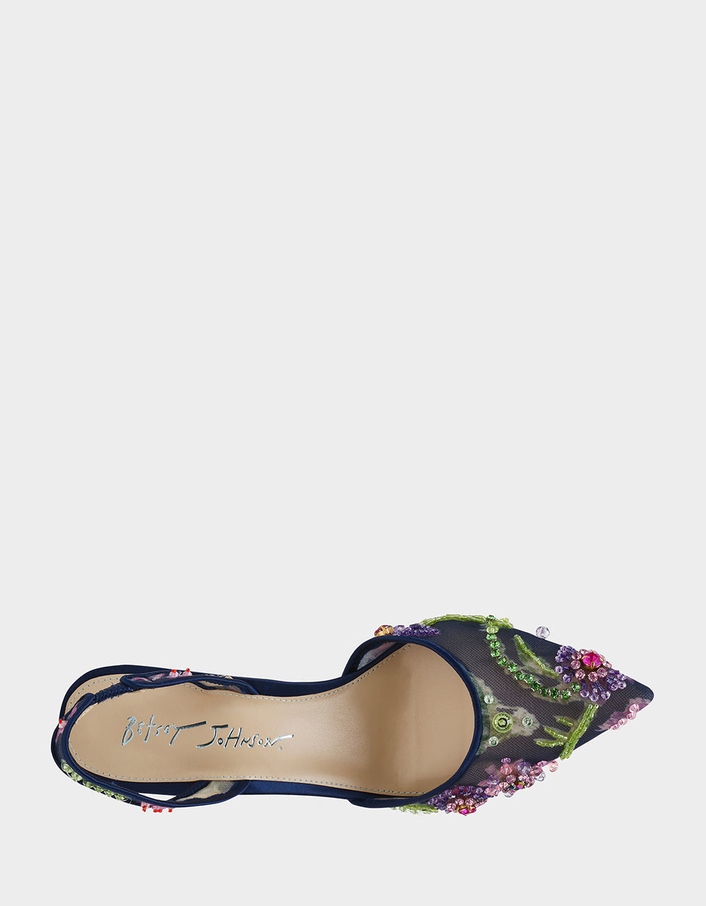 Betsey Johnson VELMA NAVY MULTI Pointed-Toe Stiletto Pump Mesh Heel
