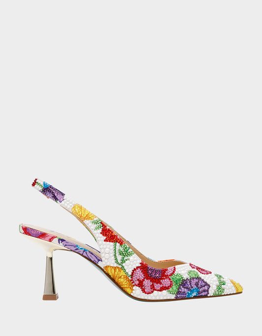 Betsey Johnson CLARK BRIGHT MULTI Women's Rhinestone Floral Heel