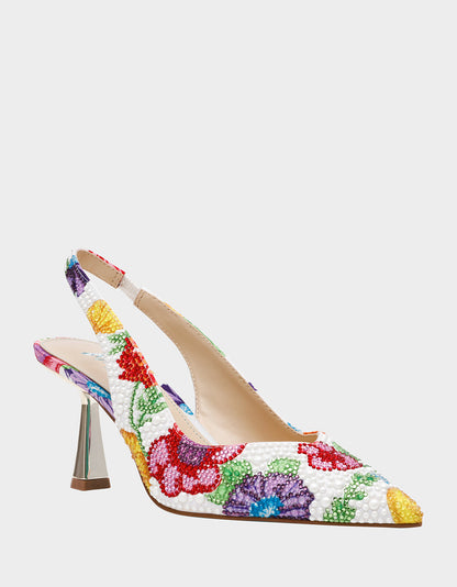 Betsey Johnson CLARK BRIGHT MULTI Women's Rhinestone Floral Heel