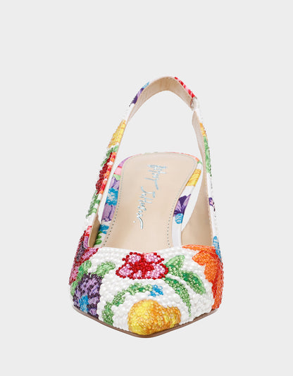 Betsey Johnson CLARK BRIGHT MULTI Women's Rhinestone Floral Heel