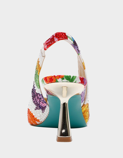 Betsey Johnson CLARK BRIGHT MULTI Women's Rhinestone Floral Heel