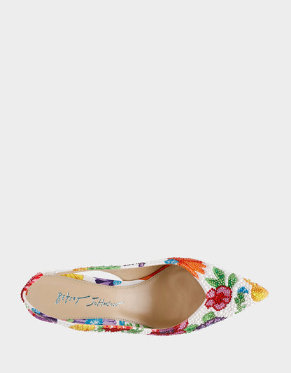 Betsey Johnson CLARK BRIGHT MULTI Women's Rhinestone Floral Heel