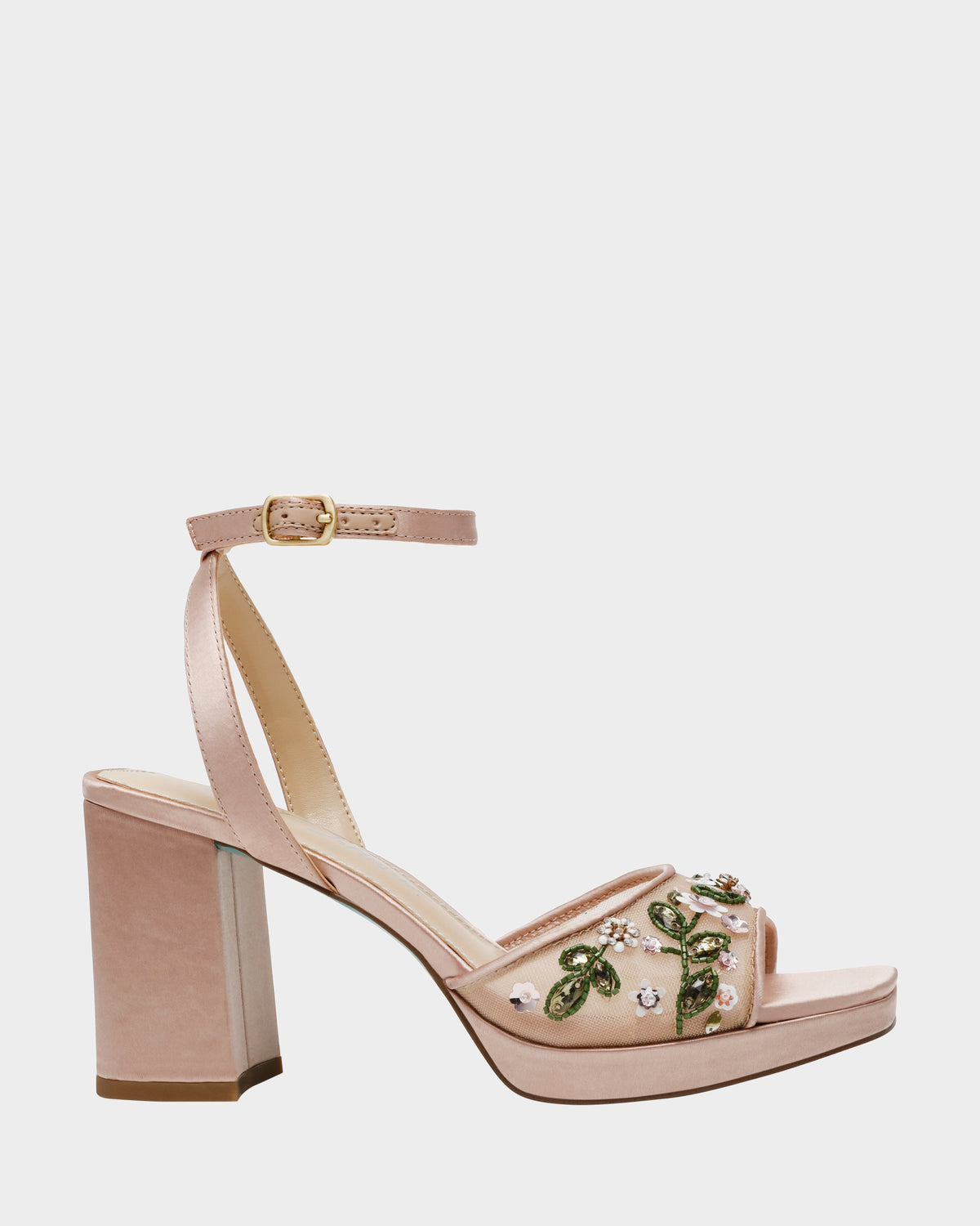 Betsey Johnson KIRRA NUDE Platform Strappy Square-Toe Block Heel