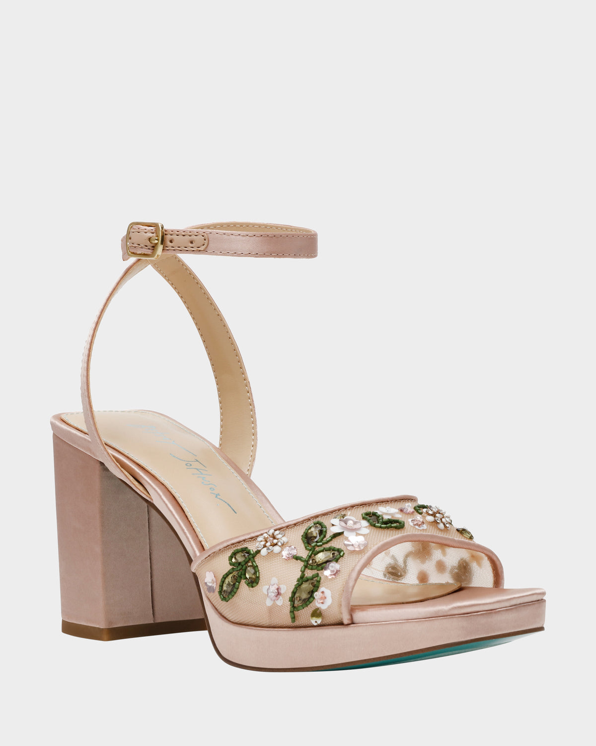 Betsey Johnson KIRRA NUDE Platform Strappy Square-Toe Block Heel