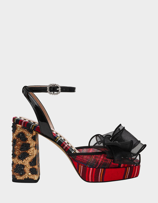 Betsey Johnson PALLOMA RED PLAID Women's Platform Block Heel