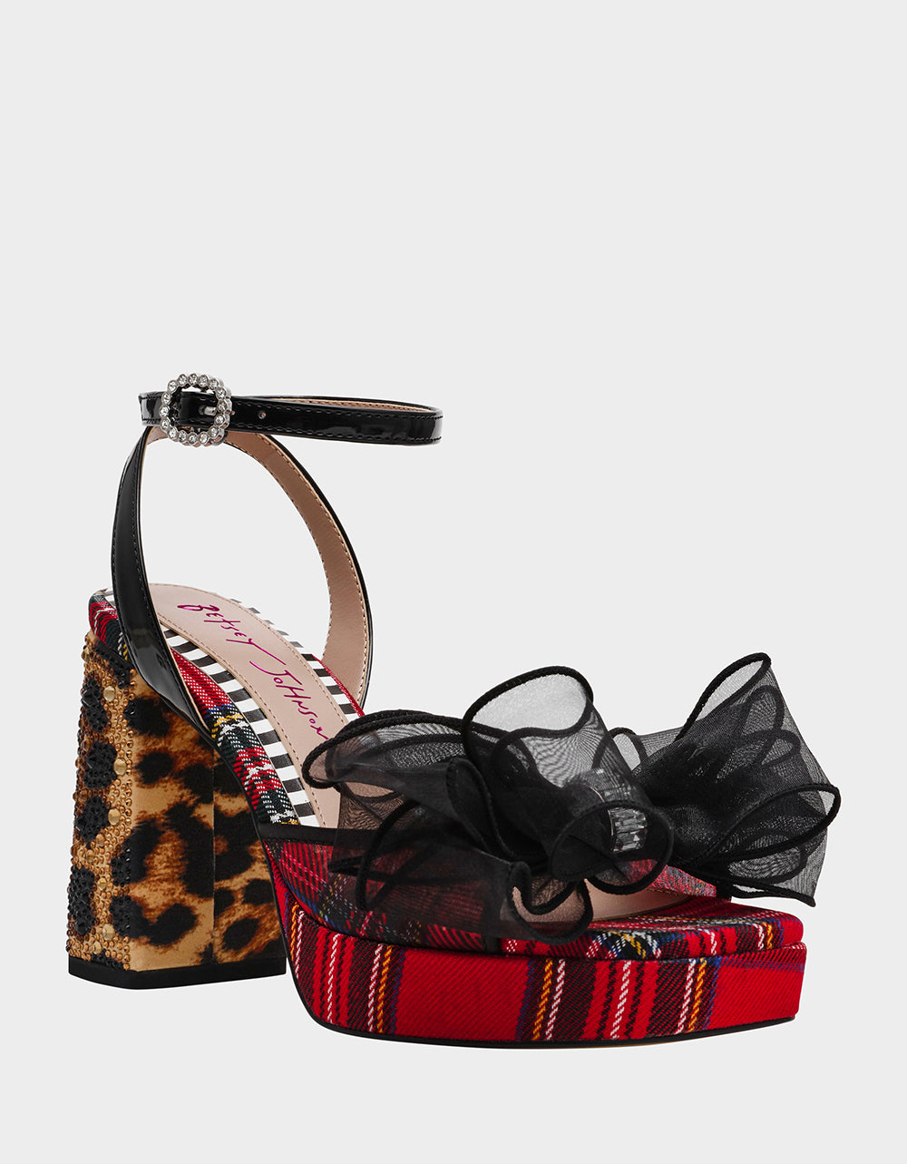 Betsey Johnson PALLOMA RED PLAID Women's Platform Block Heel