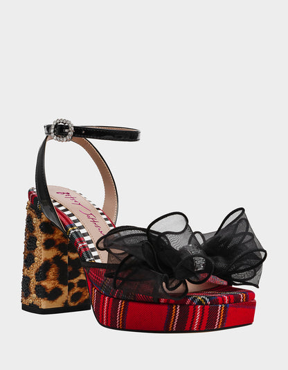 Betsey Johnson PALLOMA RED PLAID Women's Platform Block Heel