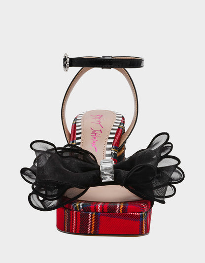 Betsey Johnson PALLOMA RED PLAID Women's Platform Block Heel