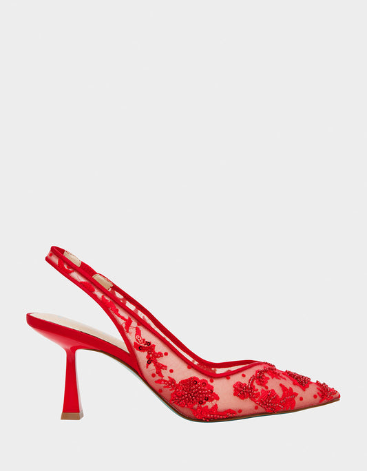 Betsey Johnson NIKKI RED Pointed Toe Slingback Heel