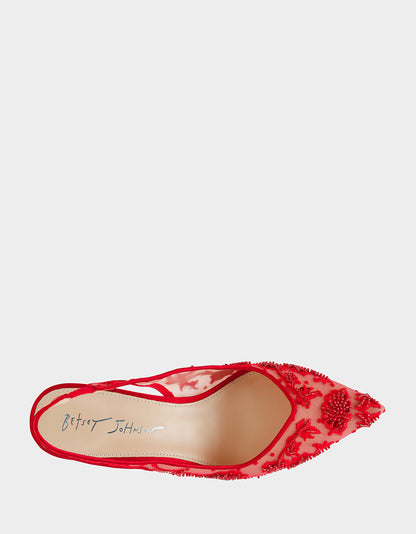 Betsey Johnson NIKKI RED Pointed Toe Slingback Heel