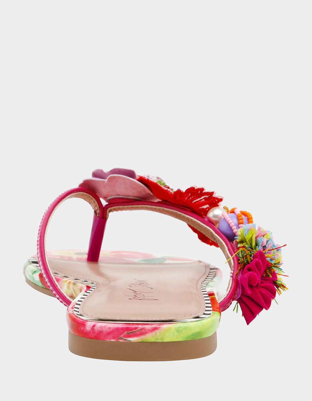 Betsey Johnson DOLORIS Bright Multi Women's Thong Strappy Flower Embellished Sandal