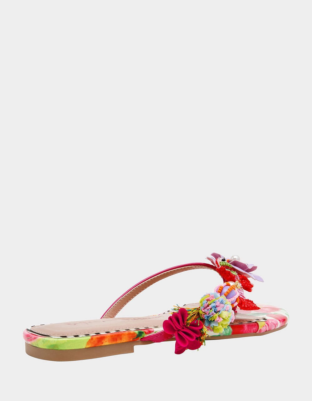Betsey Johnson DOLORIS Bright Multi Women's Thong Strappy Flower Embellished Sandal