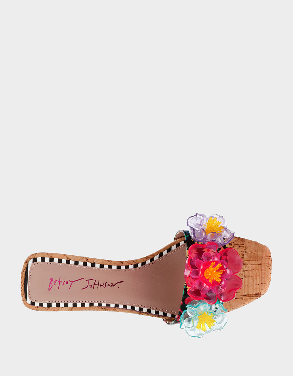 Betsey Johnson BRICE BLACK MULTI Floral Slide Sandal