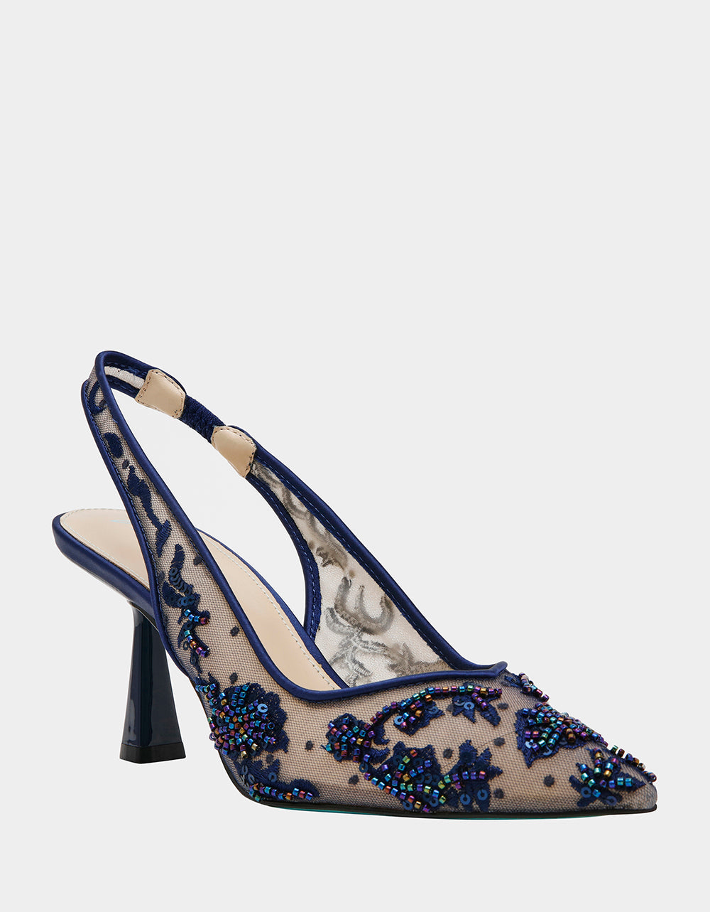 Betsey Johnson NIKKI NAVY Slingback Pointed Toe Heel