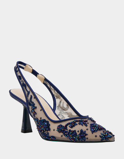 Betsey Johnson NIKKI NAVY Slingback Pointed Toe Heel
