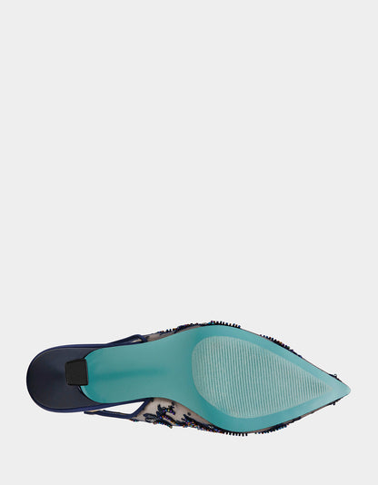 Betsey Johnson NIKKI NAVY Slingback Pointed Toe Heel