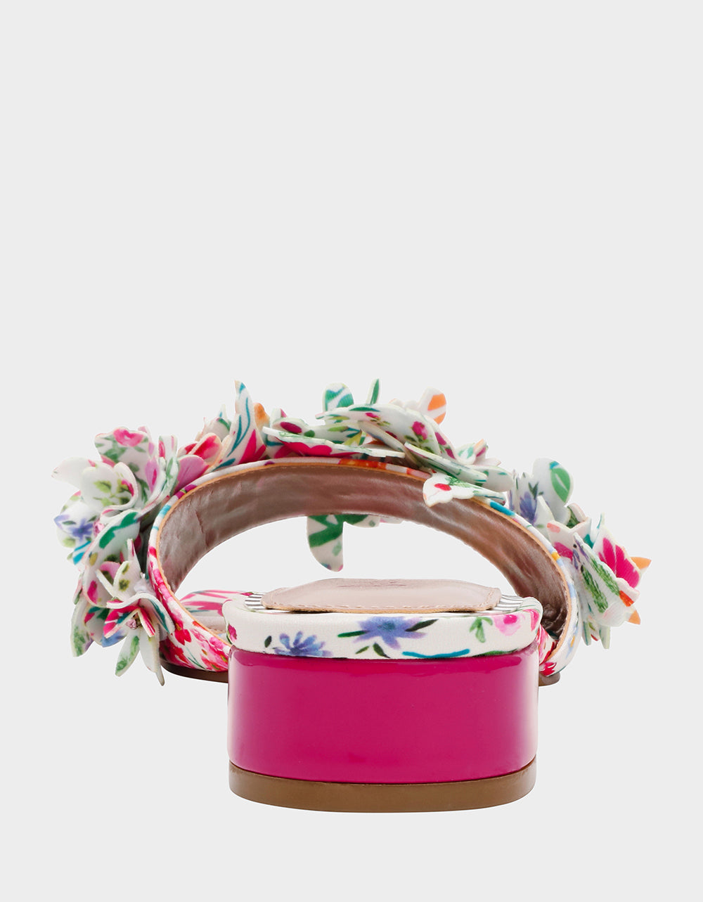 Betsey Johnson GLORRIA NATURAL FLORAL MULTI Women's Slip-On Low Block Heel Floral Sandal