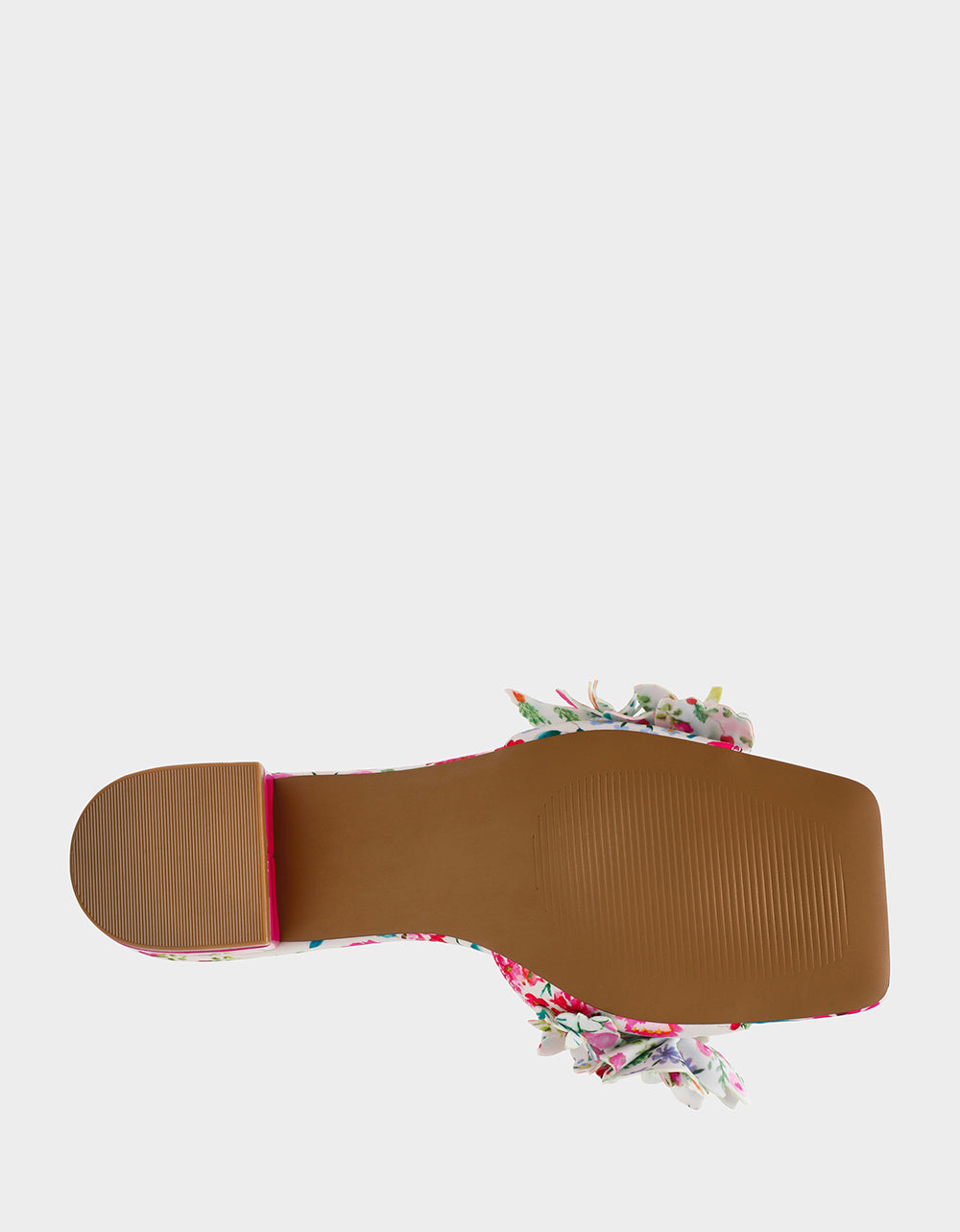 Betsey Johnson GLORRIA NATURAL FLORAL MULTI Women's Slip-On Low Block Heel Floral Sandal