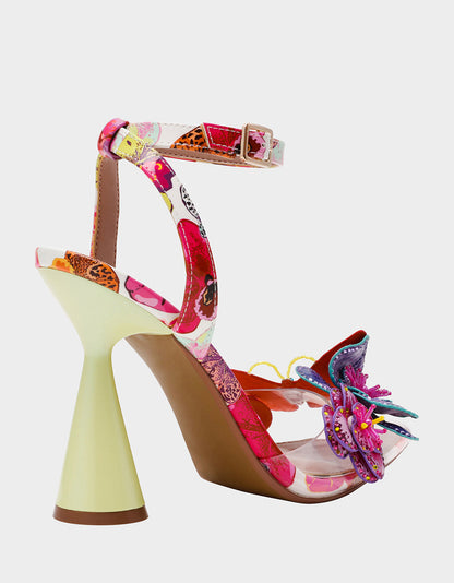 Betsey Johnson CHELSIE WHITE MULTI Women's Floral Butterfly Rhinestone Pump Heel