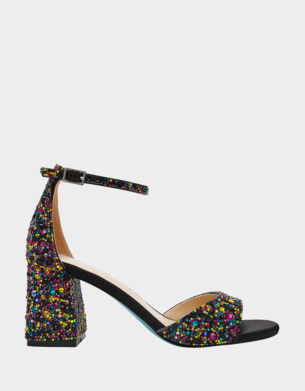 Betsey Johnson KAMI BLACK MULTI Block Heel Open Toe Women's Heel