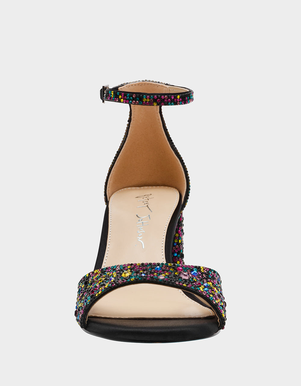 Betsey Johnson KAMI BLACK MULTI Block Heel Open Toe Women's Heel