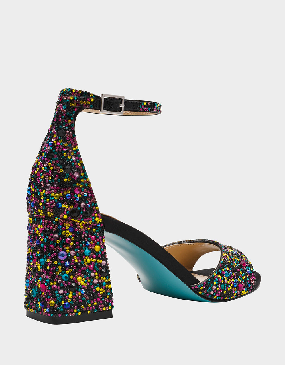 Betsey Johnson KAMI BLACK MULTI Block Heel Open Toe Women's Heel