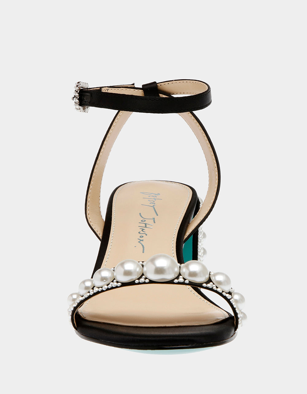 Betsey Johnson TINA BLACK Pearl Block Heel Sandal