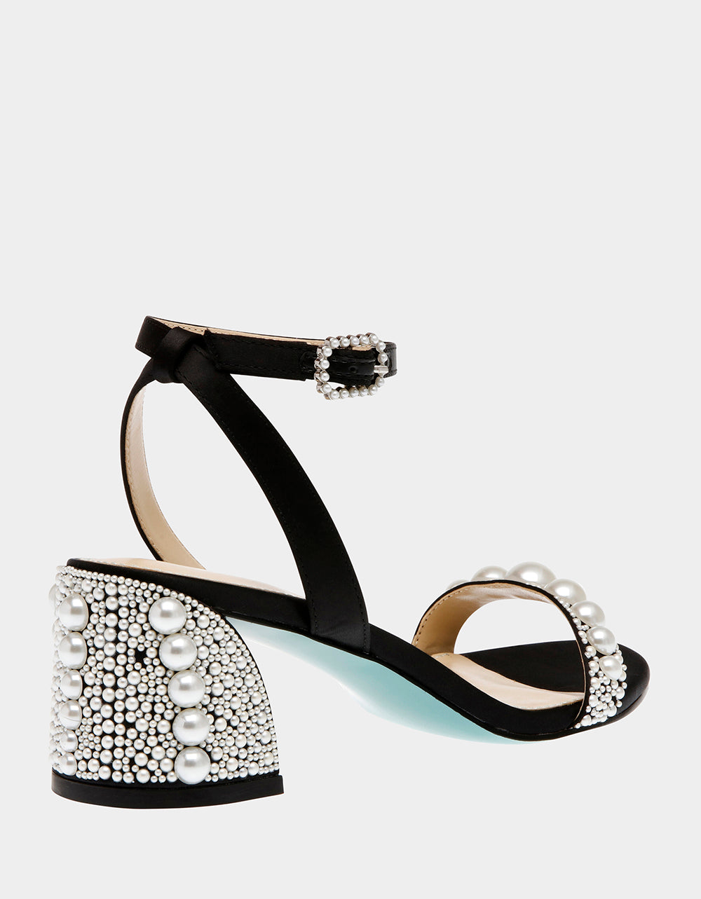 Betsey Johnson TINA BLACK Pearl Block Heel Sandal