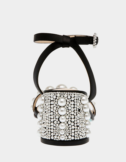 Betsey Johnson TINA BLACK Pearl Block Heel Sandal