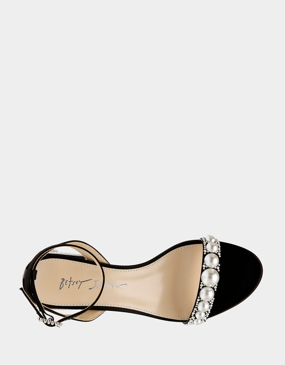 Betsey Johnson TINA BLACK Pearl Block Heel Sandal