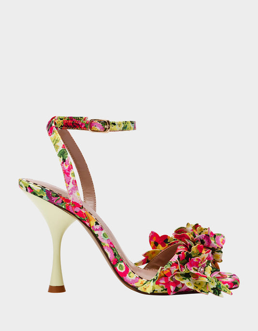 Betsey Johnson HILLEY GREEN FLORAL MULTI Women's Floral High Heel Stiletto Sandal