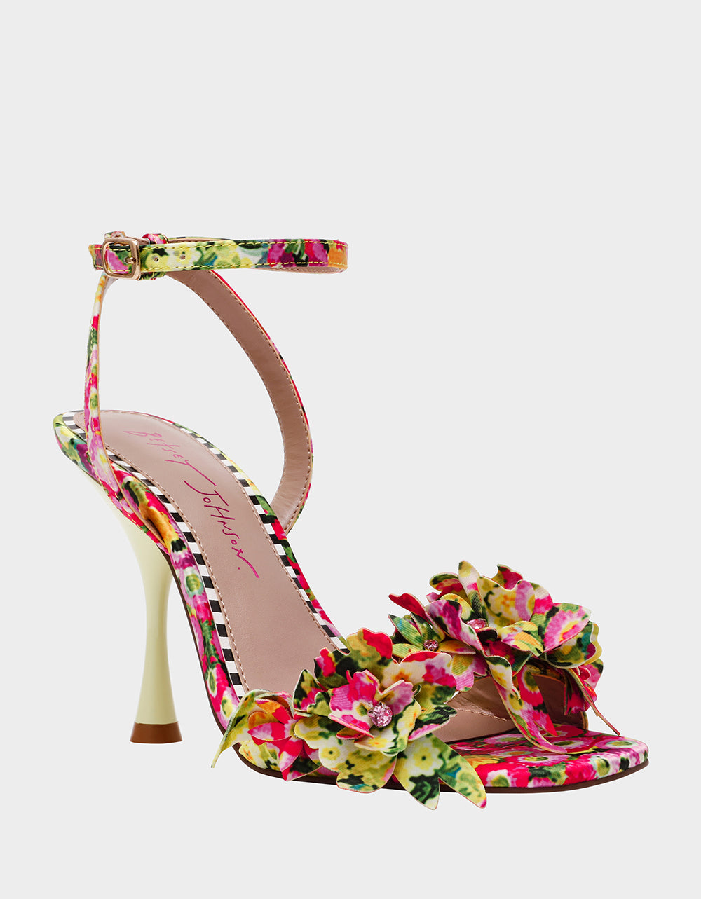 Betsey Johnson HILLEY GREEN FLORAL MULTI Women's Floral High Heel Stiletto Sandal